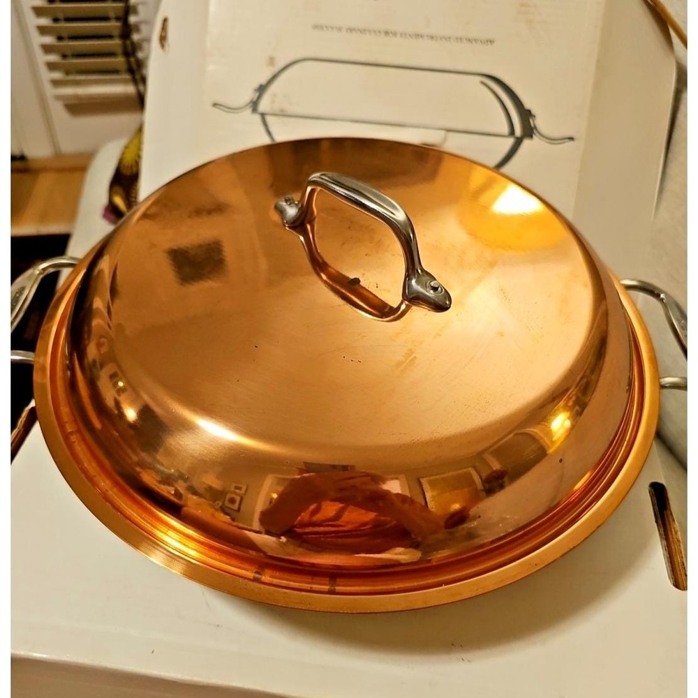 Vtg All Clad Cop R Chef 13"  Braiser Pan Wok w/Lid, new in box, copper stainless